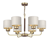 David Hunt Lighting Hunter 6 Lt Pendant Brass with Bespoke Shades   HUN0640